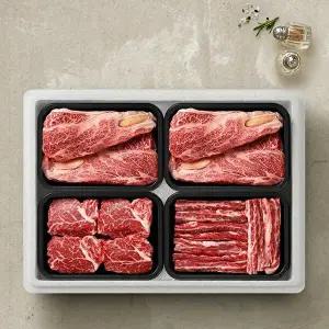T_[투뿔한소] 한우 1++등급 구이선물세트 4호 1.2kg (등심300g+등심300g+안심300g+갈비살300g)