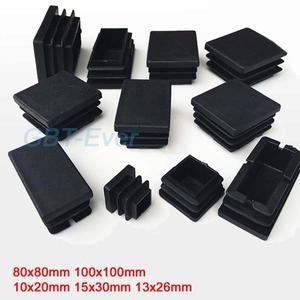 10/20/30Pcs PE 플라스틱 사각 파이프 플러그 80x80 100x100 10x20 15x30 13x26mm 블랙홀 엔드 캡 인서트