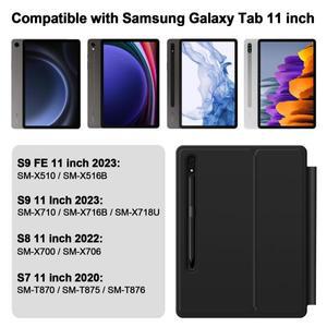 삼성 갤럭시 탭 S7 Plus S8 S9 + FE 11 용 매직 키보드 12.4 인치 트랙 패드 백라이트 플로팅 펜 홀더가있