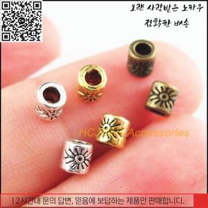 100개 티베트 실버 도금 앤티크 골드 청동 꽃 튜브 스페이서 비즈 4mm