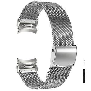 갤럭시 시계 4 5 6 40 44mm 6 4 클래식 43mm 47mm 버튼 메쉬 스테인레스 스틸 밴드 갤럭시 5Pro 팔찌 용 간격 없음 스트랩