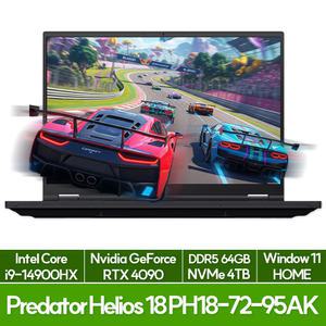 에이서 프레데터 헬리오스 18 PH18-72-95AK 14세대 인텔i9 RTX4090 윈도우11홈 램64G NVMe4TB 게이밍 노트북 추천 EU