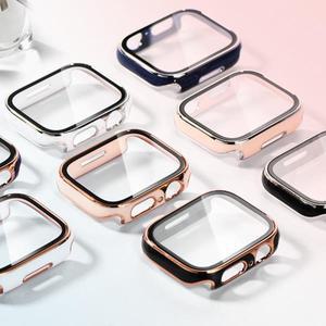 애플 워치용 강화 유리 및 케이스, PC 범퍼 화면 보호기 커버, iWatch 시리즈 6, 5, 4, 3, 2, 1 SE 액세서