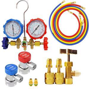 R410A R22 R134A 세트 호스 매니폴드 충전 가능 게 커플러 냉동 A/C 탭 어댑터 HVAC 조정 R404A 가능한
