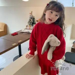 고품질 크리스마스 여아 레드 아동 원피스 크리스마스원피스 아동원피스 스웨터 (WFGF62Y)