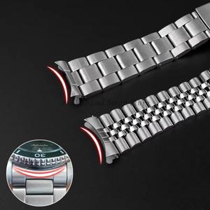 스트랩 20mm 세이코 시계 밴드 용 스테인레스 스틸 스트랩 18mm Jubilee 곡선 금속 팔찌 남성 굴