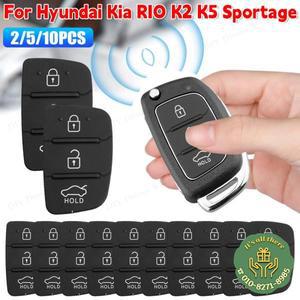 2/5/10PCS 교체 3 버튼 고무 패드 자동차 수리 키 쉘 현대 I10 Kia K2 Rio Sportage 플립 파