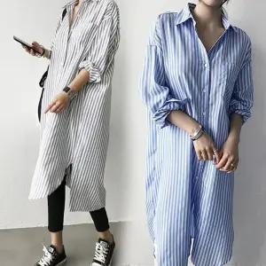 [아우트]줄무늬 임산부셔츠 임부복 모닝셔츠 원피스
