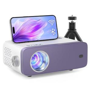 미니 프로젝터, VOPLLs WiFi Bluetooth 1080P 풀 HD 15000L 비디오 프로젝터 휴대용 야외 홈 시어터 영화 프로젝터, 50% 줌, HDMI, USB, AV, 스마트폰/태블릿/노트북/PC/TV 박스x와 호환 가능