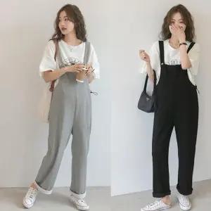 [MEI8P3Q2_58]멜빵바지 팬츠 임부복바지 캐주얼 와이드