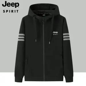 JEEP SPIRIT 봄 가을 카디건 후드 티셔츠 남성 캐주얼 집업 바람막이 재킷