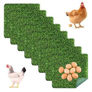 베라미 8Pcs 산란용 닭 둥지 패드, 12인치 x 인조 잔디 카펫 닭장, 세척 가능한 합성, 패드 합성 라이너