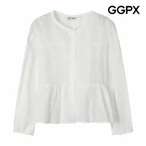 [GGPX] 노카라 레이스 러플 셔링 블라우스 (GP9SH013F)