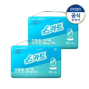 [크리넥스]스카트 유리거울 세정티슈 번들 30매X4입X2