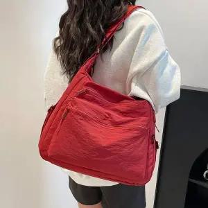 [콩심팥심]데일리 백 나일론 숄더 백팩 직장인 출근 가방 레드 천가방 여성숄더백 나일론백 멀티포켓숄더백