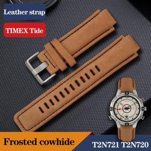 TIMEX 시계 밴드 남성용 조수 나침반 스트랩 T2N721 W2R55500 TW2T76500 가죽 체인 실리콘 고무 벨트 24*16