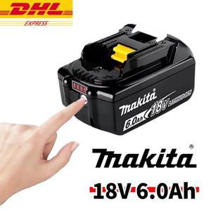 LED가 포함된 정품 Makita 18V 6Ah 충전식 전동 공구 배터리 리튬 이온 대체 LXT BL1860B 충전기