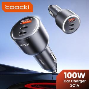 투키 USB C 차량용 충전기 100W 타입 고속 PPS PD3.0 LED 라이트 핸드폰 (아이폰 15, 샤오미, 화웨이, 삼성