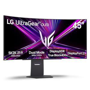 45GX950A-B 45인치 울트라기어 5K2K WUHD 5120 x 2160 OLED 커브드 게이밍 모니터, 듀얼 모드, 165Hz, 0 03ms, NVIDIA G-Sync, AMD 프리싱크 프로, HDR 트루 블랙 400, USB 타입-C 90W, DP2 1,