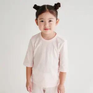 더미누 라인 핑크 무형광 자가드 칠부 실내복