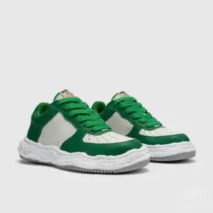 미하라 야스히로 웨인 오리지널 솔 레더 그린 화이트 여성 스니커즈 A08FW706