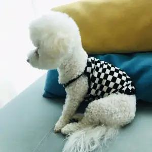 강아지 체크 민소매 쿨링 실내복 티셔츠 끈나시 (WFJSLWW)