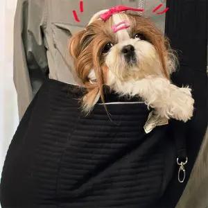 고품질 페로가토 반려동물 누빔 숄더백 강아지 고양이 슬링백 이동가방 강아지슬링백 (WFJTWWC)