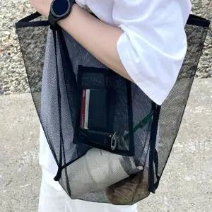에코백 메쉬 더블 블랙 여자대학생가방 숄 숄더백