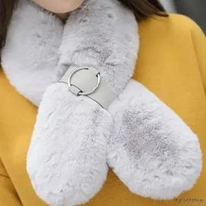 토끼털 스카프목도리 털목도리 머플러 워머