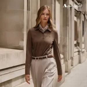 아쿠아스큐텀 25FW 여성 기자코튼100 카라 티셔츠 3종