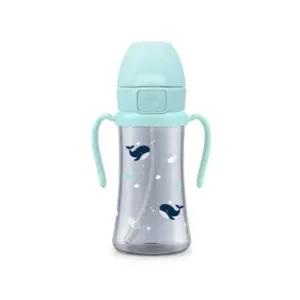 그로미미 돌아기 우유 빨대컵 자기주도 블루 300ml