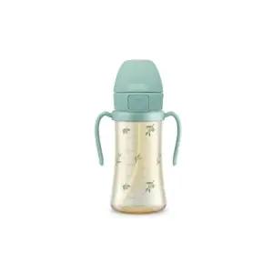 그로미미 원터치 안새는 유아 빨대컵 올리브 300ml
