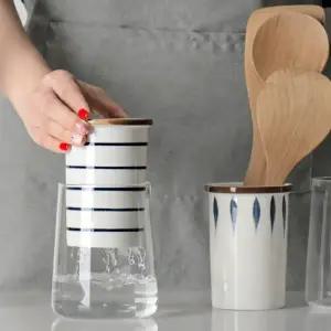 위생적인 물빠짐 이중 글라스 수저통 3type