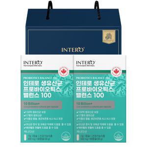 [인테로] 캐나다 모유유래 100억 생유산균 프로바이오틱스 60캡슐 X 2박스 (4개월분) 선물세트