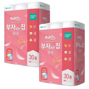 모나리자 부자되는집 순수 데코 3겹 25m 30롤 화장지 x2