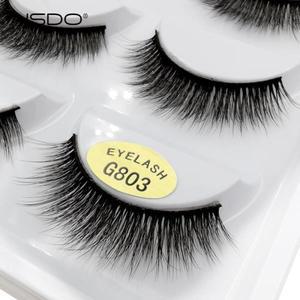 YSDO 3/5 쌍 3D 밍크 속눈썹 자연 머리 인조 긴 100% 극적인 메이크업 푹신한 Cilios G803