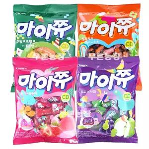 크라운 마이쮸 284g x 4봉지 모음 / 딸기복숭아 포도사과 캔털루프멜론애플망고 핑크리치써니피치 학교 간식 학원