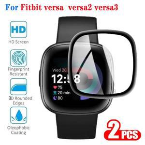 Fitbit Versa 2 3 Sense 용 2PCS 3D 보호 필름 커버 부드러운 유리 스마트 시계 전체 화면