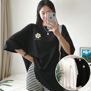 나이스꽃 박스 여성 오버핏 반팔 티셔츠 (2컬러) 박스티 빅사이즈