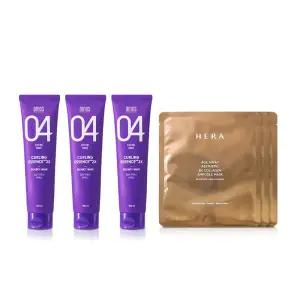 아모스 컬링 에센스 2x 150ml 3개 + 헤라 에이지 어웨이 에스테틱 콜라겐 마스크 3매_B