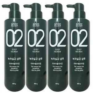 아모스 녹차실감 리바이탈라이징 산뜻한 타입 지성 샴푸 500g 4개