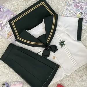 TC 교복몰 옐로우 두줄라인 다크그린 마린 세라복 반팔. (WFJ8HQS)