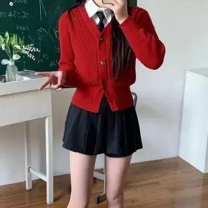 TC 교복몰 3버튼 긴팔 빨강가디건 교복셔츠 세라복 교복. (WFJ8HRO)
