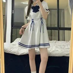 TC 교복몰 블루라인 화이트 반팔 원피스 세라복 교복세트 (WFJ8HS3)