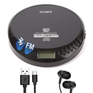 [미국배송] 자동차용 코비 CD 플레이어 휴대용 블루투스 플레이어 헤드폰 FM AUX 가정용 MP3 미끄럼 방지 컴팩트 디스크맨 충전식 경량