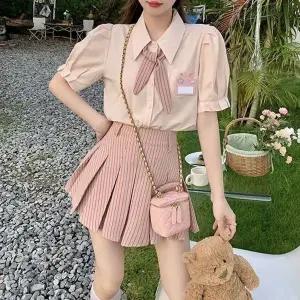 TC 교복몰 러블리핑크 스트라이프 여자 반팔 세라복 교복 (WFJ8V3K)
