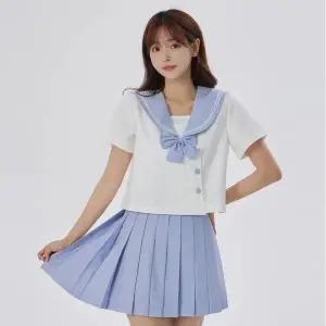 TC 교복몰 베이비블루 화이트 두줄라인 세라복 (반팔) (WFJ8V3Q)