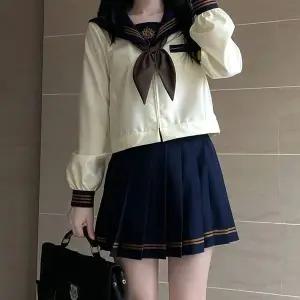 TC 교복몰 브라운세줄라인 네이비 세라복 프레피룩 긴팔 (WFJ8V3C)