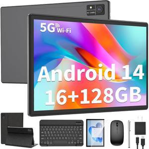 키보드가 있는 안드로이드 태블릿, 10인치 14 16GB RAM 128GB ROM, 1TB 확장, 5G WiFi, Bluetooth, 8000mAh