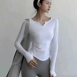 여자 필라폴 웨어 브이넥 손등 커버 긴팔 티셔츠스포츠탑 요가복나시 탱크 헬스상의 여성운동 헬스끈 테스